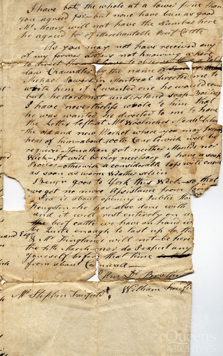  Letter from William Fairfield to Stephen Fairfield, 9 January 1814, Page 3 (Fairfield family fonds, 2193b-1-6)