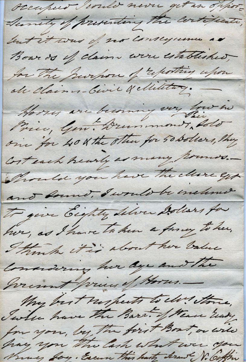 Nathaniel Coffin to Joel Stone, 7 April 1815, Page 4 (Joel Stone fonds, 3077)