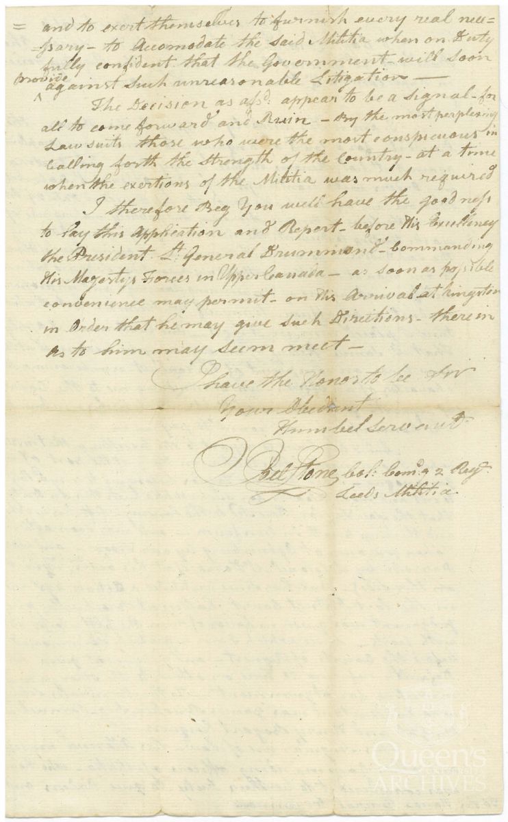 Joel Stone to Captain Lorand, 13 March 1814, Page 2 (Joel Stone fonds, 3077)