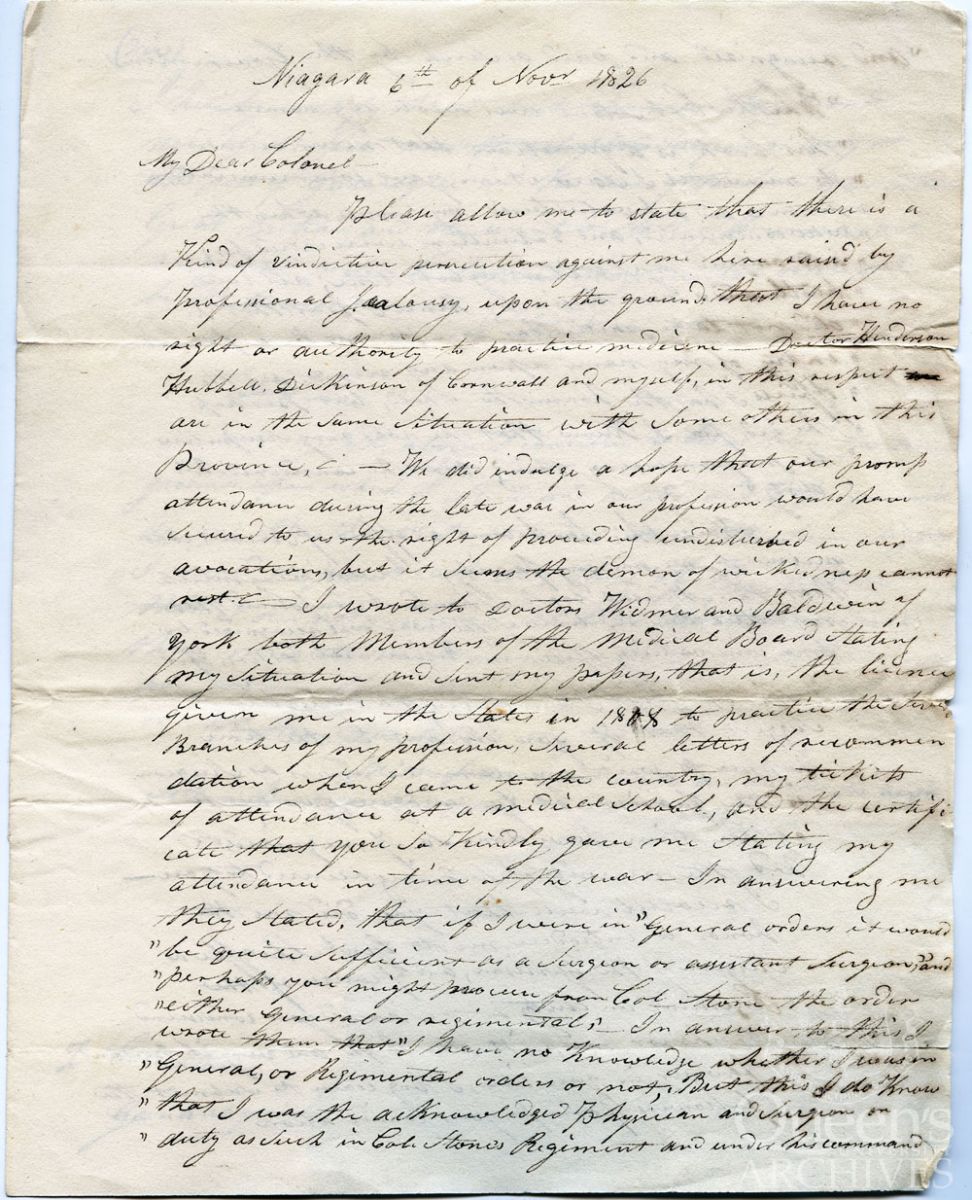 William Raymond to Joel Stone, 6 November 1826, Page 1 (Joel Stone fonds, 3077)