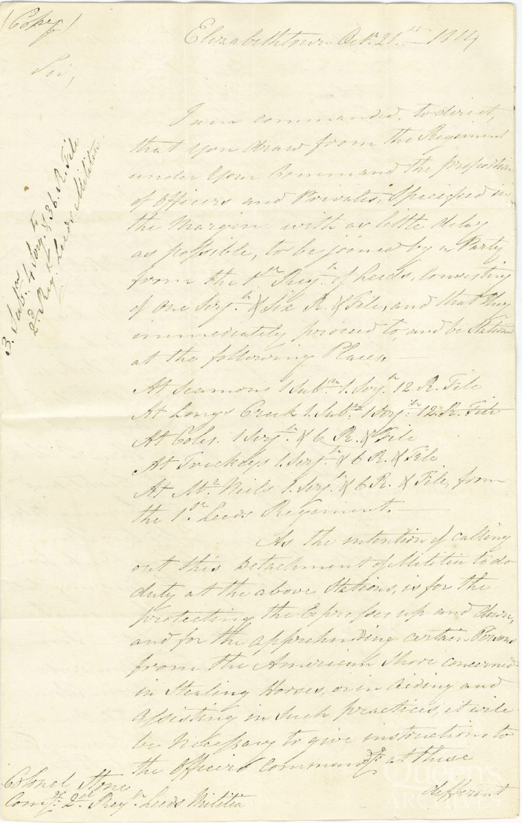 Nathaniel Coffin to Joel Stone, 21 October 1814, Page 1 (Joel Stone fonds, 3077)