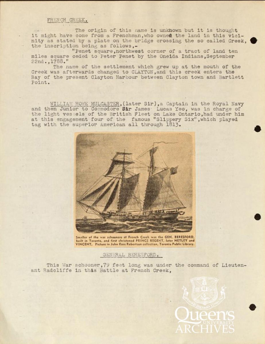 Lake Ontario Fleet, 1813-14, Page 2 (H.C. Burleigh fonds, 2324-45-14)