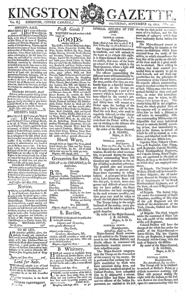 Kingston Gazette (19 September 1812) - Page 1