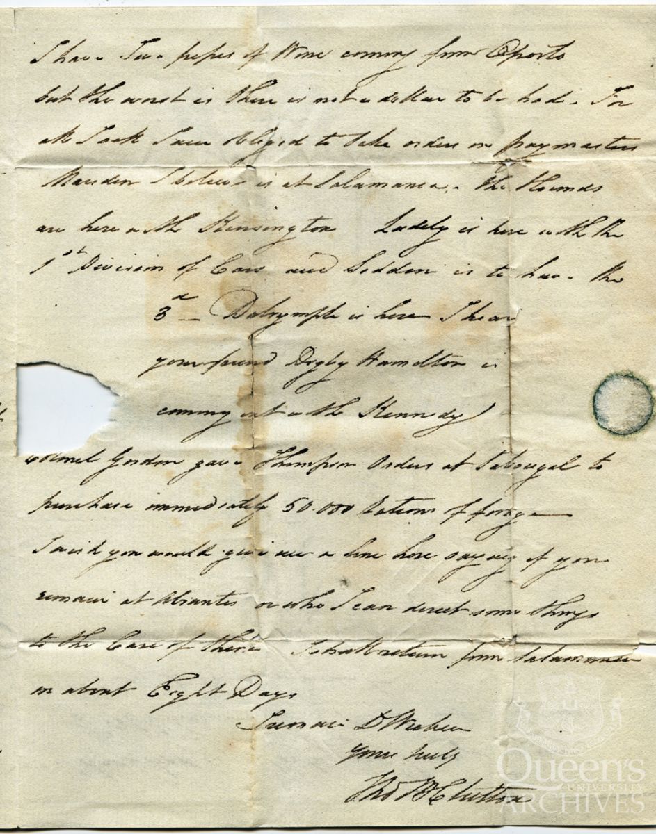 Letter from Thomas McClutton to Wickens, 7 Aug. 1812, Page 3 (Wickens family fonds, 2999)