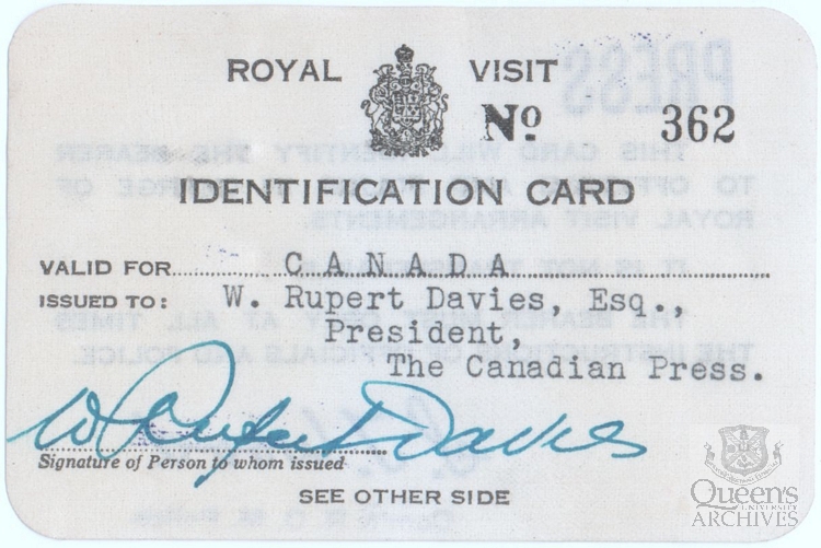 Royal visit identification card - Front