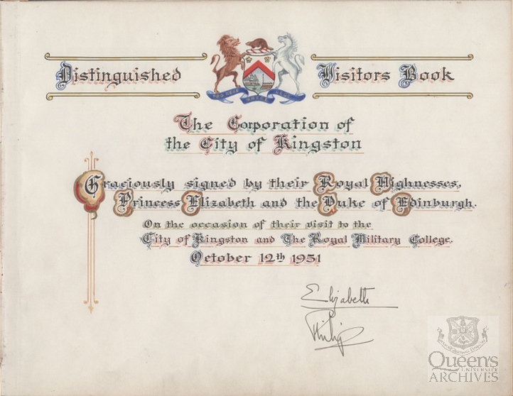 Distinguished Visitors Book of the Corporation of the City of Kingston, 1951