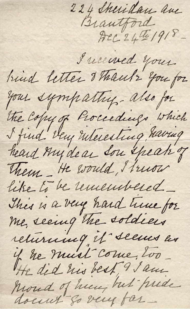 Letter from A.C. Battersby, 24th December 1918, Page 1