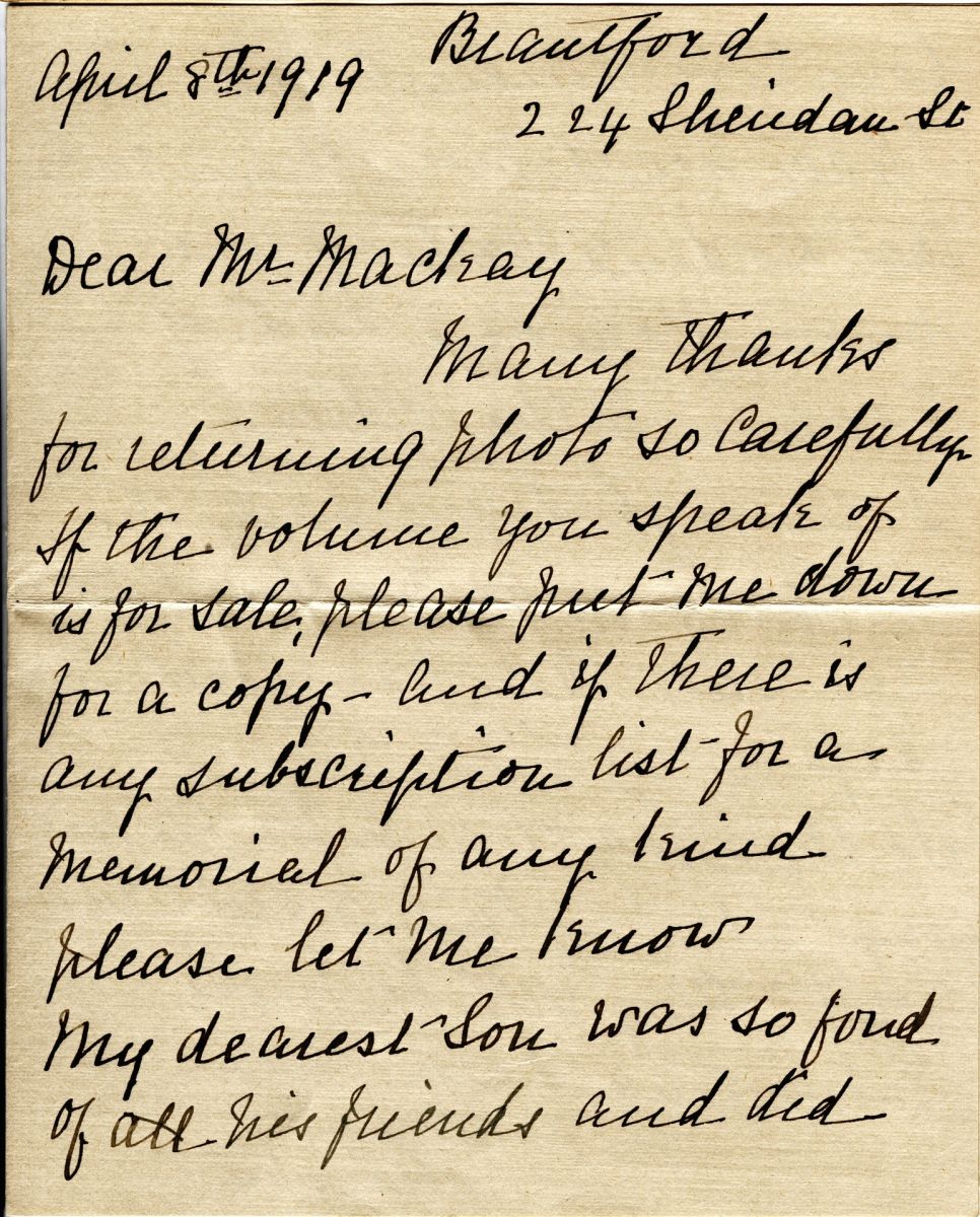 Letter from A.C. Battersby to Mr. Mackay, 8th April 1919, Page 1