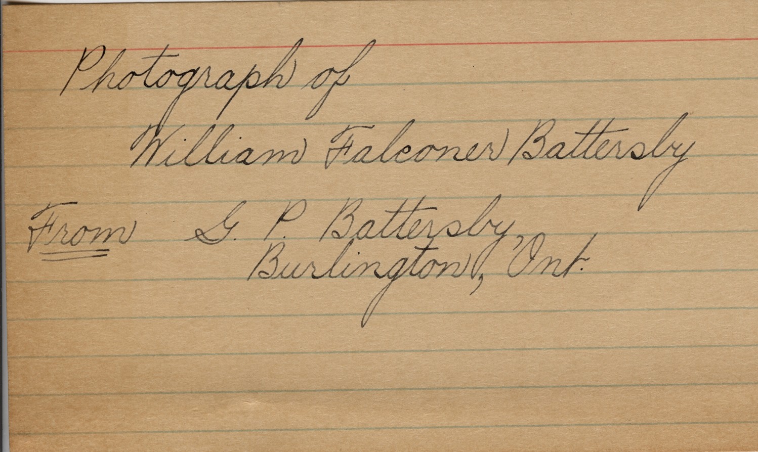 Card Describing Photograph of Battersby