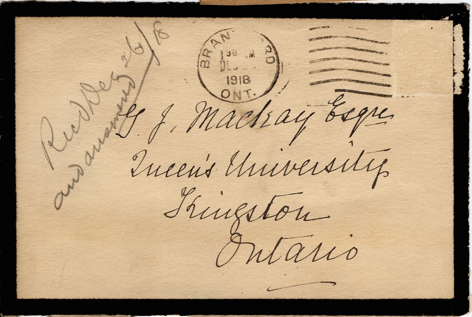 Envelope Addressed to G.J. Mackay Esqre