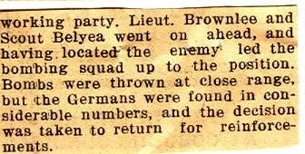News Clipping Reporting Brownlee in Action on the Front