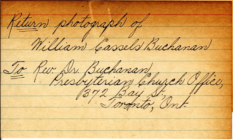 Photograph Return Address Card of Buchanan