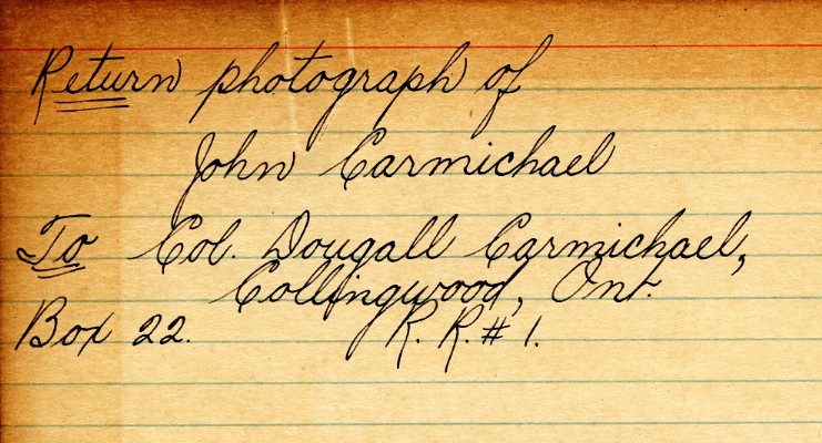 Photograph Return Address Card of Carmichael