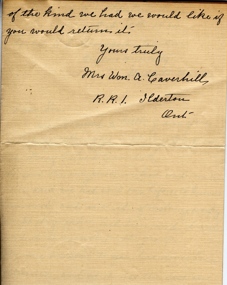 Letter from Mrs. Wm.A. Caverhill to Lt. Col. K.L. Stevenson, 12th February 1930, Page 2