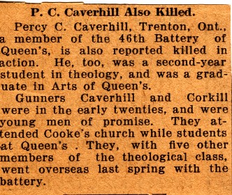 News Clipping Reporting Death of Caverhill