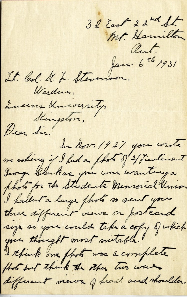 Letter from Miss Isabel Clark to Lt. Col. K.L. Stevenson, 6th January 1931, Page 1