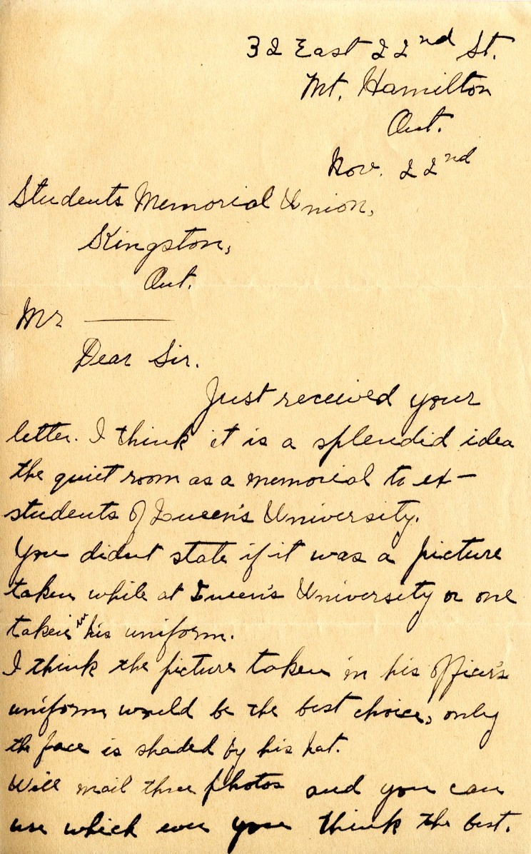Letter from Miss Isabel E. Clark, 22nd November