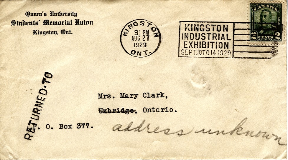 Postcard Addressed to Mrs. Mary Clark