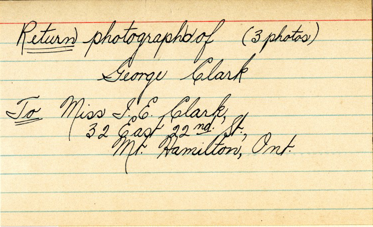 Photograph Return Address Card of Clark