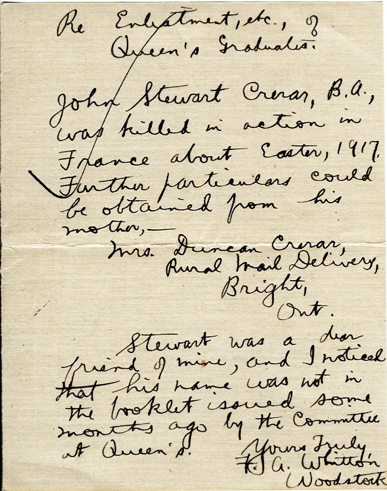Letter from F.G. Whitton