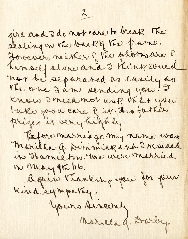 letter from Mrs. Marilla G. Darby to Mr. Mackay, 23rd January 1919, Page 2