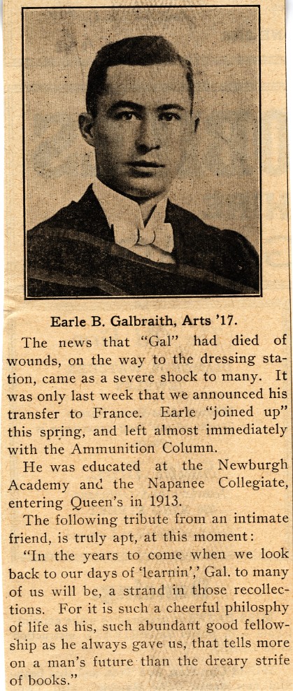News Clipping Reporting Death of Galbraith