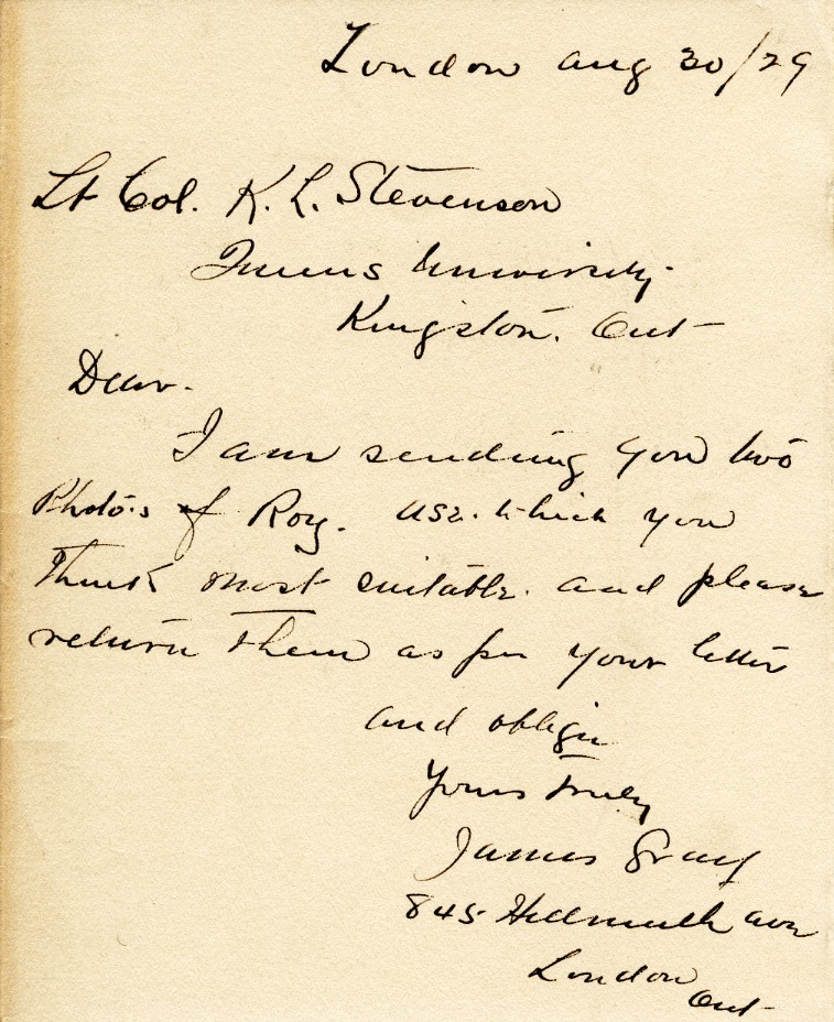 Letter from James Gray to Lt. Col. L.K. Stevenson, 30th August 1929