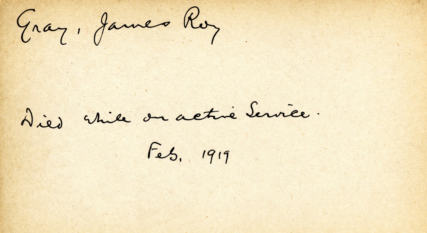 Card Describing Cause of Death of Gray, February 1919