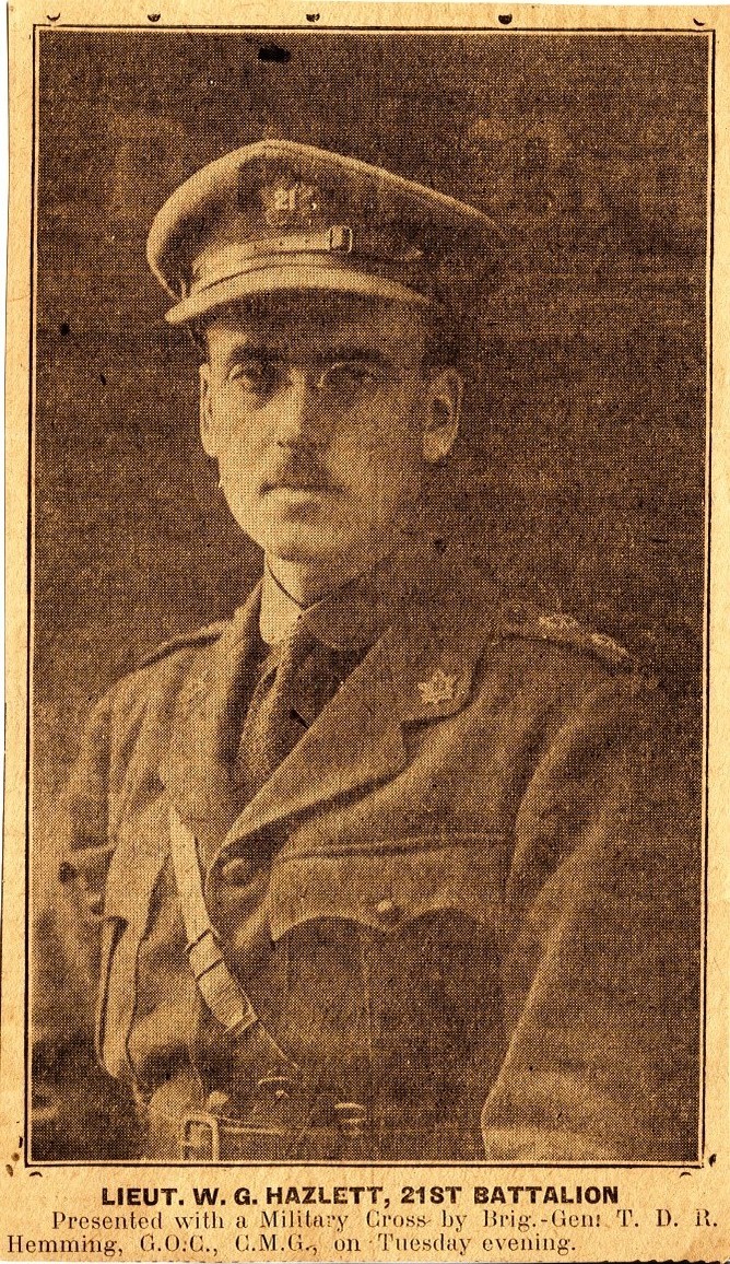 Hazlett's Photograph in a Newspaper on his Reception of the Military Cross