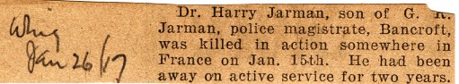 News Clipping Reporting Death of Jarman