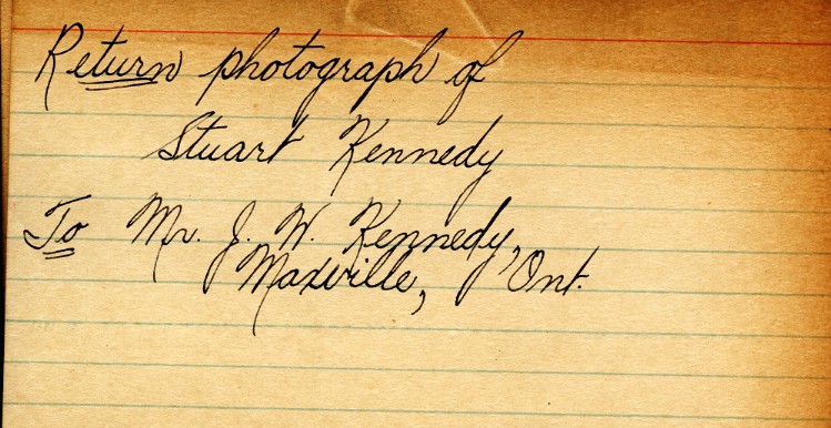 Photograph Return Address Card of Kennedy