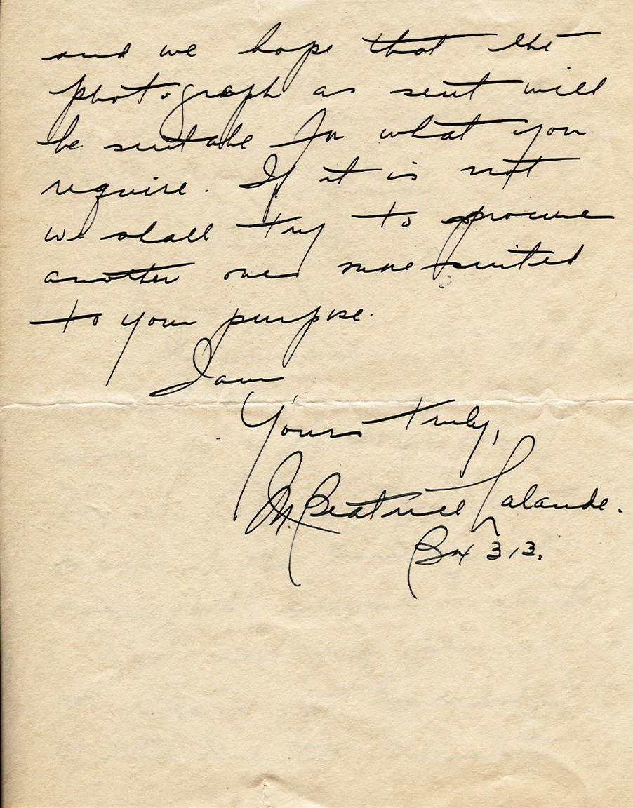 Letter from M. Beatrice Lalonde to Lt. Col. K.L. Stevenson, 2nd October 1929, Page 2