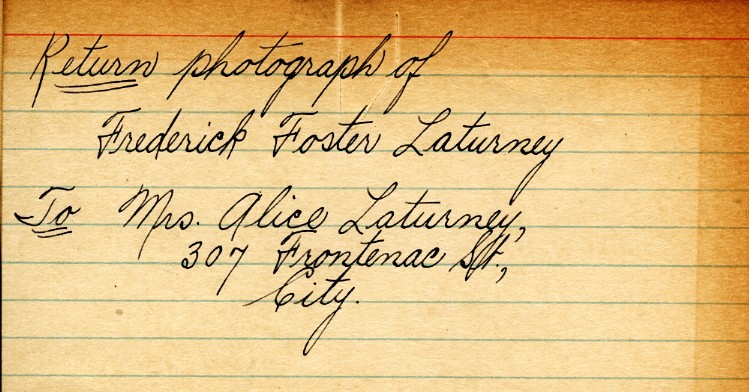 Photograph Return Address Card of Laturney