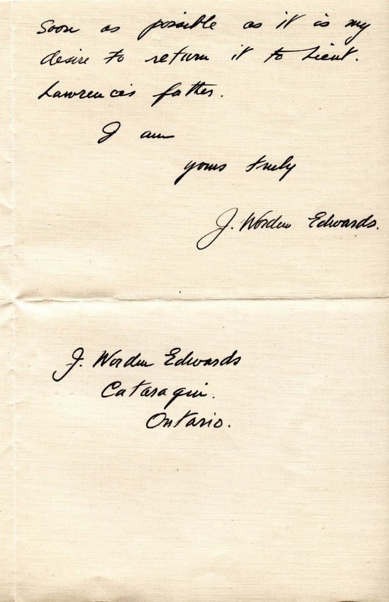 Letter from J.W. Edwards to Professor Wallace, 1st June 1919, Page 2