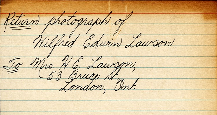 Photograph Return Address Card of Lawson