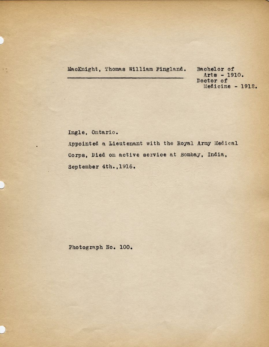 Military Record of MacKnight