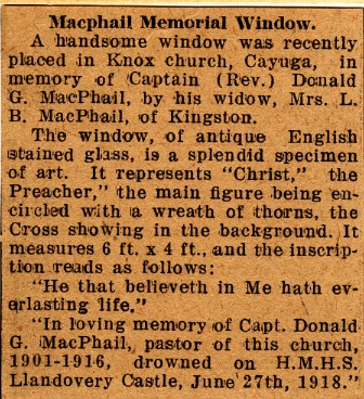 News Article on MacPhail Memorial Window
