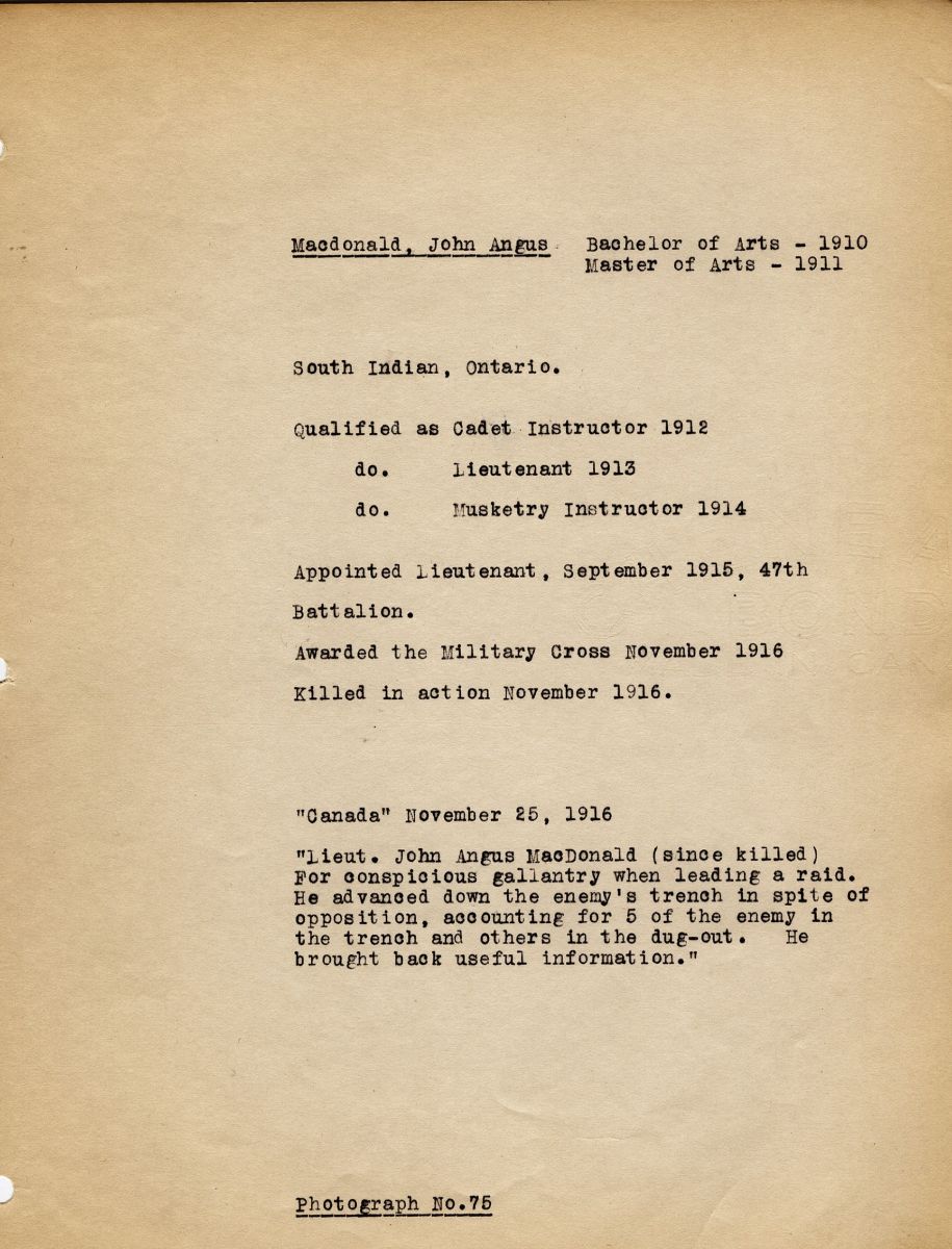 Military Record of MacDonald
