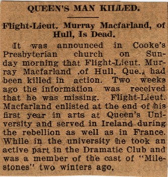 News Article Reporting Death of Macfarland