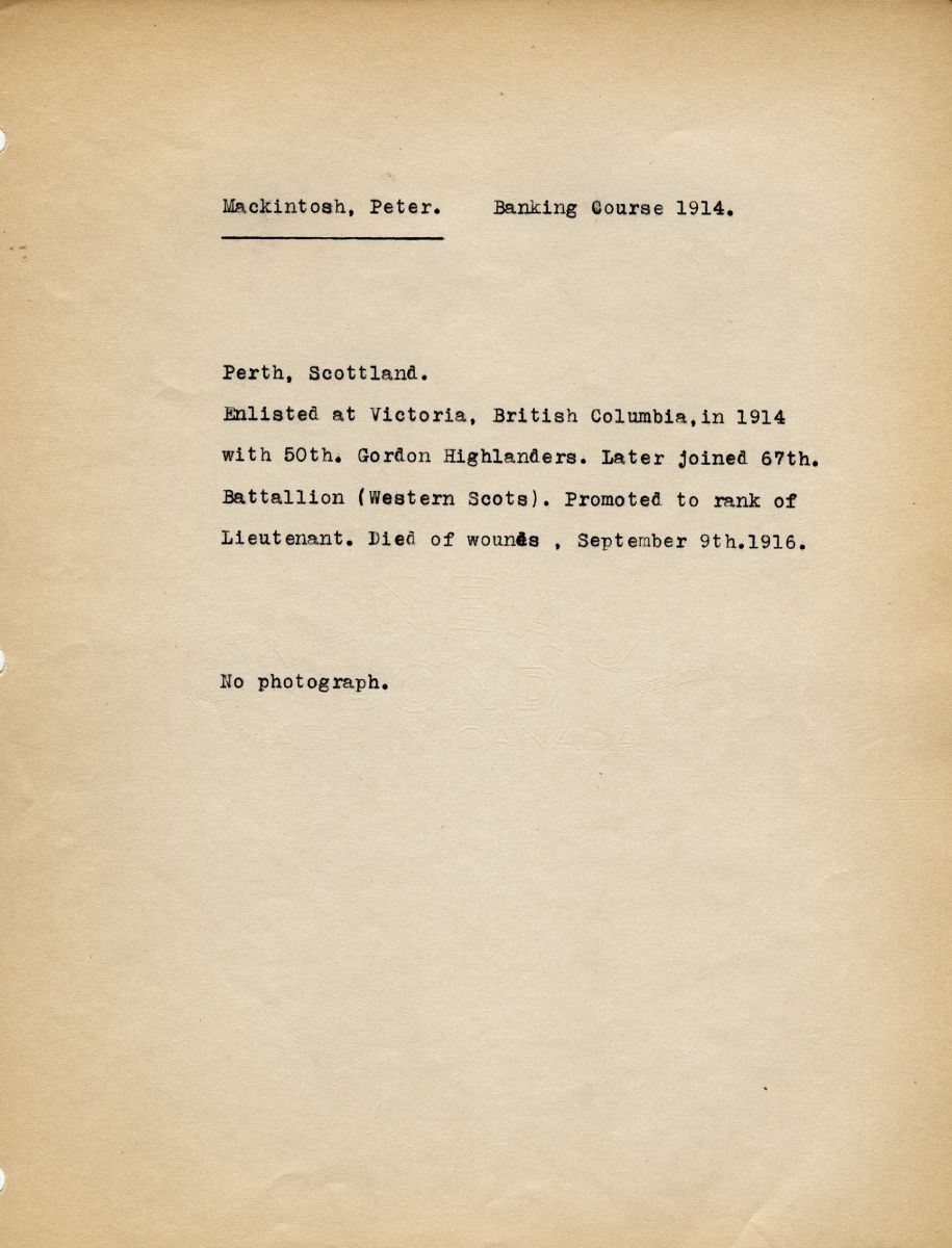 Military Record of Mackintosh