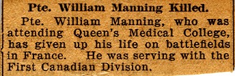 News Clipping Reporting Death of Manning