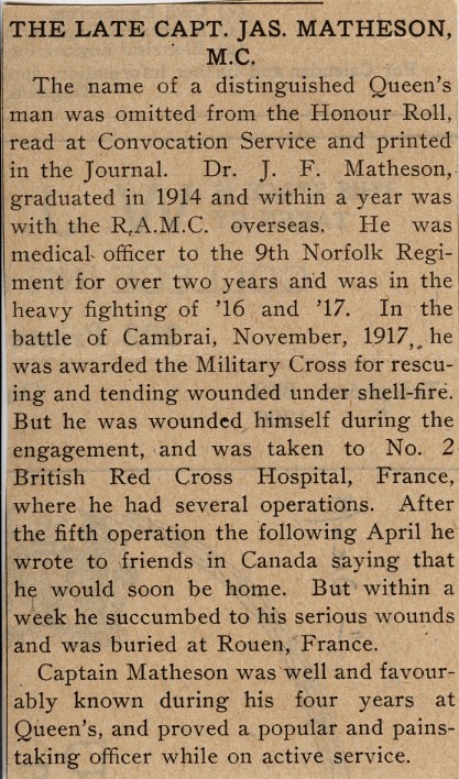 Article on the Life of Matheson