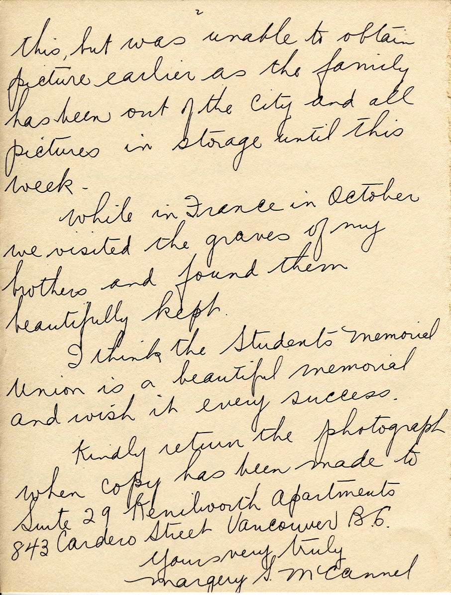 Letter from Margery S. McCannel to Lt. Col. K.L. Stevenson, 5th April 1930, Page 2