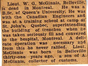 News Clipping Reporting Death of McGinnis