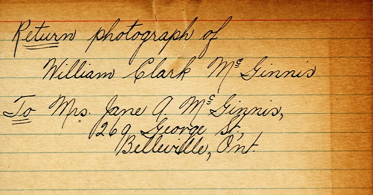 Photograph Return Address Card of McGinnis