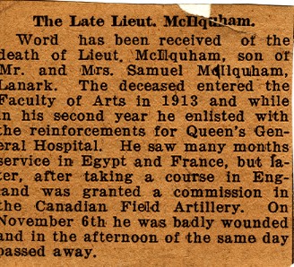 News Clipping Reporting Death of Mcllquhan