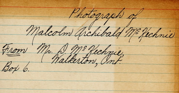 Photograph Return Address Card of McKechnie