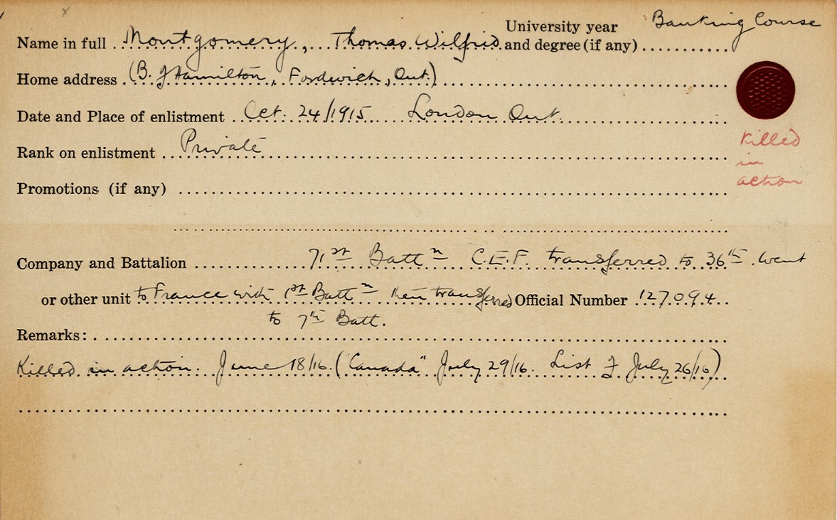 University Military Service Record of Montgomery