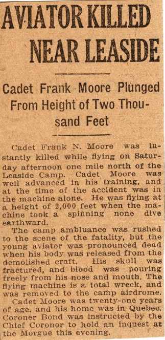 News Clipping Reporting Death of Moore