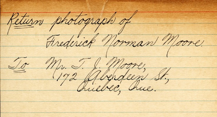 Photograph Return Address Card of Moore